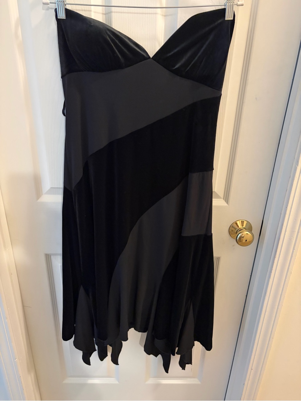 Strapless Black Colorblock A-Line Dress